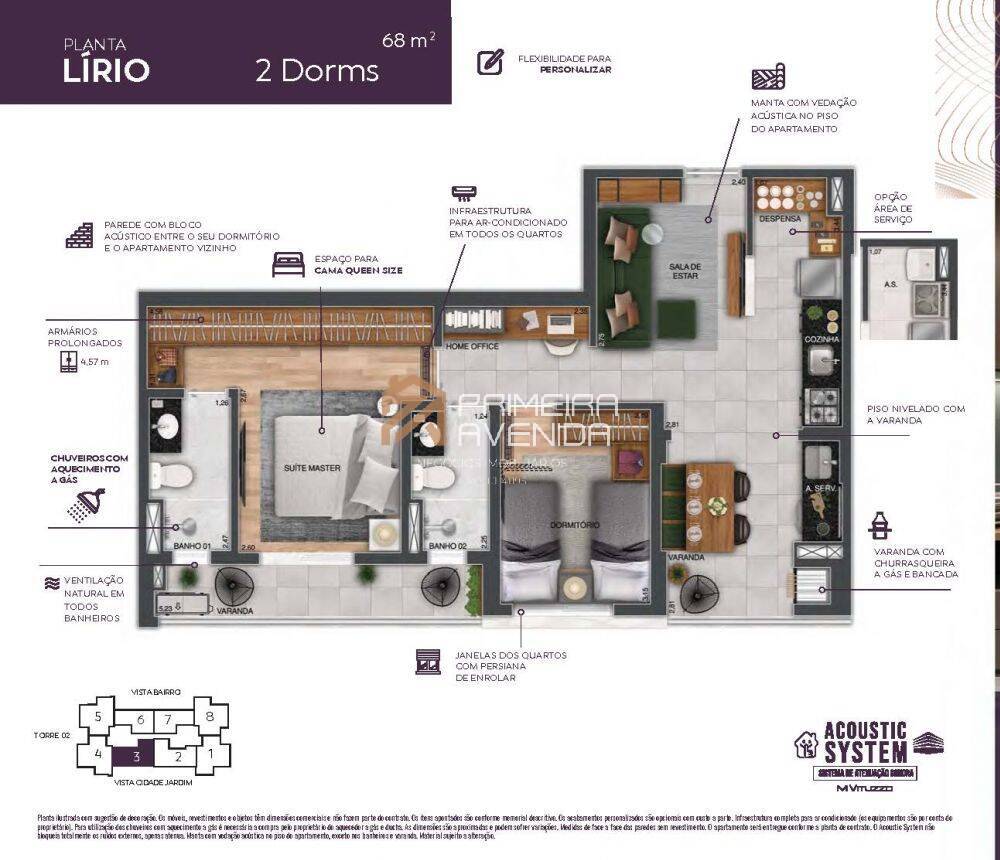Repasse - Apartamento 68m² - 2 dorms/1 suíte - Wonder Cidade Jardim
